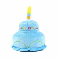 Midlee Birthday Cake Dog Toy- Blue 2 Layer Plush Squeaker Pet Boy Gift Perspective: Main