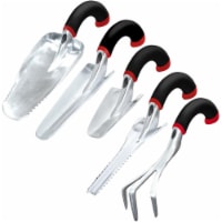 Radius Garden Aluminum Ergonomic Garden Five Piece Hand Tool Set, Red