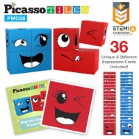 PicassoTiles Mix and Match 8 Piece Magnetic Emoticon Puzzle Cube Set PMC08