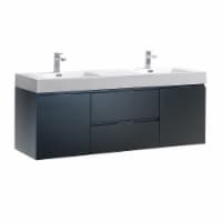 Fresca Valencia 60  Dark Slate Gray Wall Hung Double Sink Modern Bathroom Vanity