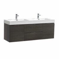 Fresca Valencia 60  Gray Oak Wall Hung Double Sink Modern Bathroom Vanity