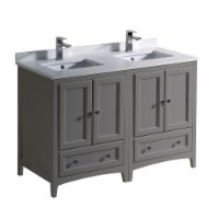 Fresca Oxford 48  Gray Traditional Double Sink Bathroom Cabinets w/ Top & Sinks