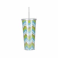 Zees Creations AC3002 Thirzt 2 Go Tumbler with Lid & Straw - Multi-Green