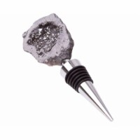 Zees Creations GS3003 Stainless Steel Gemstoppers, Silver Aura Half-Geode Quartz