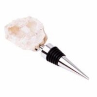 Zees Creations GS3007 Stainless Steel Gemstoppers, Natural Half-Geode Quartz