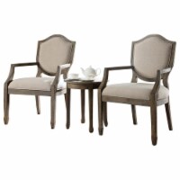 Best Master Kourtney 3-Piece Wood and Fabric Living Room Set in Antique Natural