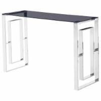 Best Master Mallory Stainless Steel and Smoked Glass Console Table in Silver