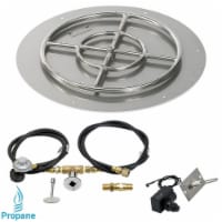 American Fireglass SS-RFPKIT-P-24 24 in. Round Stainless Steel Flat Pan with Spark Ignition K