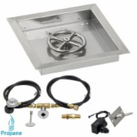 American Fireglass SS-SQPKIT-P-12 12 in. Square Stainless Steel Drop-In Pan with Spark Igniti