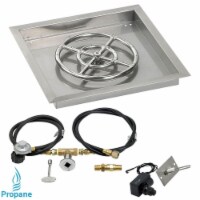 American Fireglass SS-SQPKIT-P-18 18 in. Square Stainless Steel Drop-In Pan with Spark Igniti