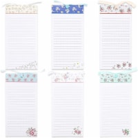 Floral Magnetic Notepads for Refrigerator, 60 Sheets Each (4 x 8 In, 6 Pack)