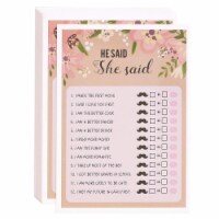 50 Sheet Floral Wedding Game Cards for Bachelorette Party and Wedding, Pink