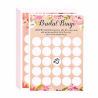 50 Sheet  Floral Bridal Shower Bingo Games, for Bachelorette Party and Wedding, Beige