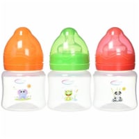 BornCare BCWS-162-3 4oz 125ml Wide Neck Feeding Bottle with Silicone Nipple, Fast Flow - 3 Pa