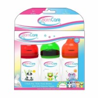 BornCare BCWS-163-3 8oz 250ml Wide Neck Feeding Bottle with Silicone Nipple, Fast Flow - 3 Pa