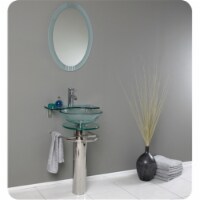 Fresca Ovale Modern Glass Bathroom Vanity w/ Frosted Edge Mirror