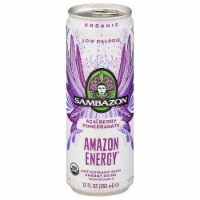 Sambazon Amazon Energy® Acai Berry Pomegranate Energy Drink Can Perspective: Main
