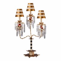 Lucas McKearn Birdland 3-light Crystal Table Lamp in Black/Gold Stripes