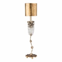 Lucas McKearn Venetian Crystal Table Lamp with Gold Leaf/Silver Accents in Beige