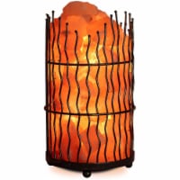 Himalayan Glow Pillar Style Metal Basket Lamp, Dimmable Lamp with Pink Salt Chunks | 8-10 lbs
