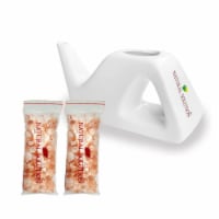 Ceramic Neti Pot, Nasal Wash and Air Passage Cleaner, Sinus Relief with 2 Pack of Salt