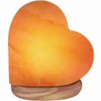 Himalayan Glow Pink Salt Lamp, Hand Carved Heart Shape USB Lamp, Wooden Base Lamp | 4-5 lbs