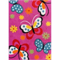 Well Woven 09304 Daisy Butterflies Kids Rug, Pink - 3 ft. 3 in. x 5 ft.
