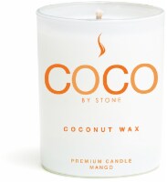 COCO by Stone Mango Scented Coconut Wax Jar Candle - White Perspective: front