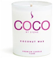 COCO by Stone Tiare Scented Coconut Wax Jar Candle - White Perspective: front