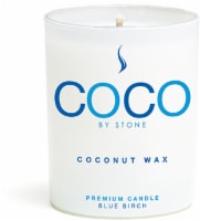 COCO by Stone Blue Birch Coconut Wax Jar Candle Perspective: front