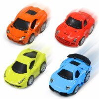 Kidzlane 4 Pack Diecast Metal Pullback Cars | Friction-Powered Toy Cars for Kids Ages 3+