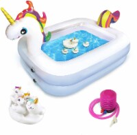 Kidzlane Unicorn Pool: Inflatable Kiddie Pool w/Toys & Pump | 43”x32”x28”