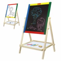 Kidzlane Wooden Art Easel for Kids | Double Sided Chalkboard & Dry Erase Board