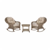 Outdoor Garden Patio 3 PC Cappuccino Furniture Conversation Set with Rocking chair
