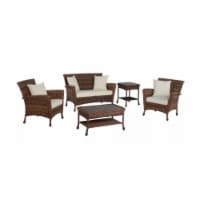 W Unlimited SW1529SET5 Wicker Patio Conversation Set with Beige Cushions - 5 Piece