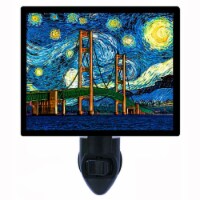Van Gogh Decorative Night Light. Makinac Bridge Starry Night. Free Extra Picture For Lights.