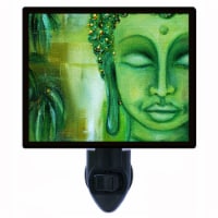 Buddha Decorative Photo Night Light. Buddha Face On Green. Free Extra Picture For Lights.