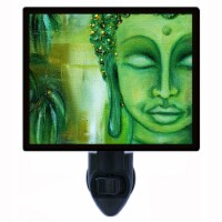 Buddha Decorative Photo Night Light. Buddha Face On Green. Free Extra Picture For Lights.