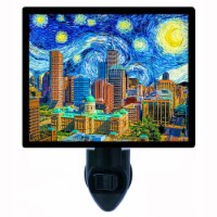 Van Gogh Decorative Photo Night Light. Free Switchable Insert. Indianapolis Starry Night