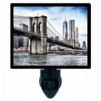 New York Photo Night Light. Brooklyn Bridge Skyline. Free Extra Picture For Lights.