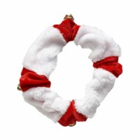 Midlee White/Red Dog Christmas Plush Jingle Bell Collar (Large)