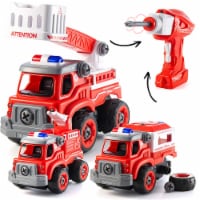 Top Race Fire Truck Take Apart Set | 3 in 1 RC Construction Truck for Kids 3-7 Years