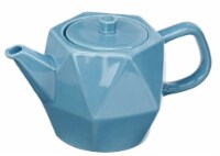 CasaWare Hexagonal Stoneware Teapot with Strainer - Blue Perspective: Main