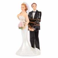 Juvale Fun Wedding Couple Figures Decorations Cake Topper - Bride Tied up Groom Figurines