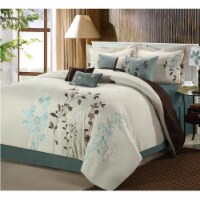 Brooke 8-Piece Embroidered Bed Comforter Set beige king