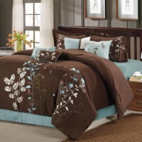 Brooke 8-Piece Embroidered Bed Comforter Set brown queen