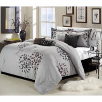 Cheila 8-Piece Embroidered Comforter Set Silver King