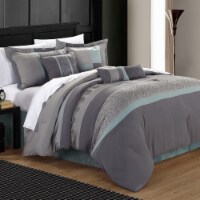 Euphoria 8-Piece Embroidered Comforter Set Embroidery Pintuck Bedding with Bed Skirt and