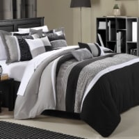 Euphoria 8-Piece Embroidered Comforter Set Embroidery Pintuck Bedding with Bed Skirt and