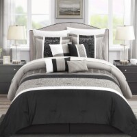 Euphoria 8-Piece Embroidered Comforter Set Embroidery Pintuck Bedding with Bed Skirt and